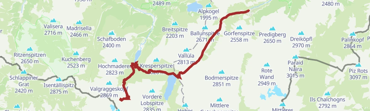 Route map: E-Bike & Climb - Kleinlitzner Klettersteig Galtür